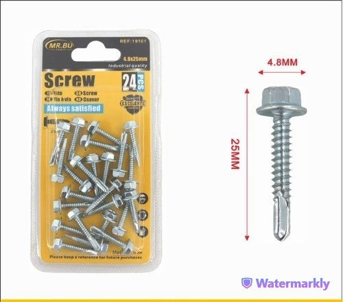 High-quality 4.8*25MM screws, 24PCS per pack, ideal for wood, metal, and plastic projects, reliable and durable fastening.