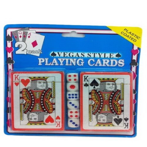 Playing cards and vibrant dice set for family game nights, perfect for traditional and creative dice games in a pack of 12.