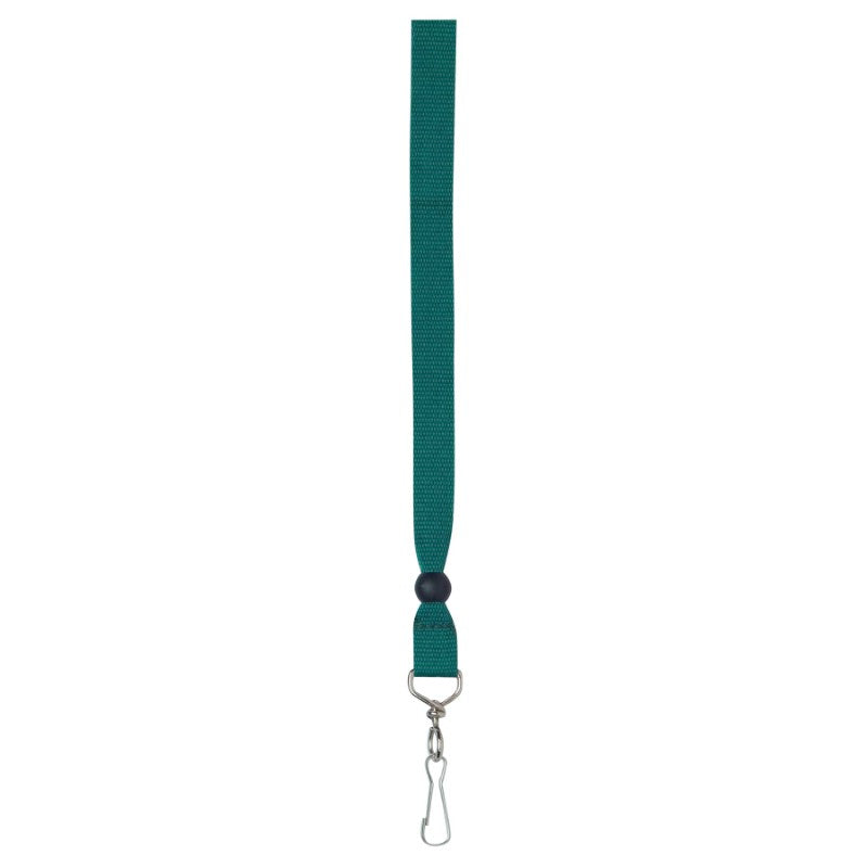 Vibrant green ribbon lanyard with metal clip for IDs, keys, and passes, ideal for events and everyday use.