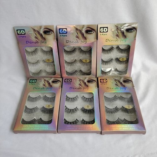 6D Fake eyelashes (3 Pairs ) - Pack of 12