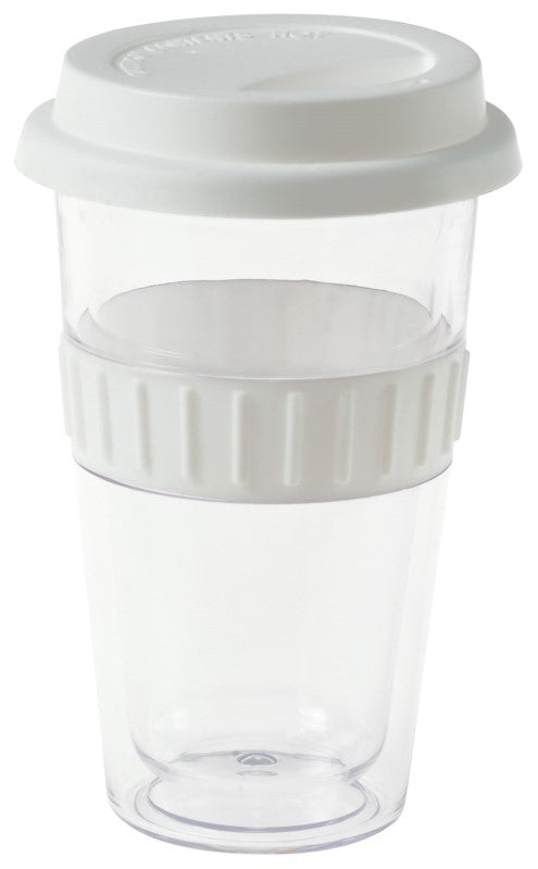 Plastic Double-Walled Mug - White