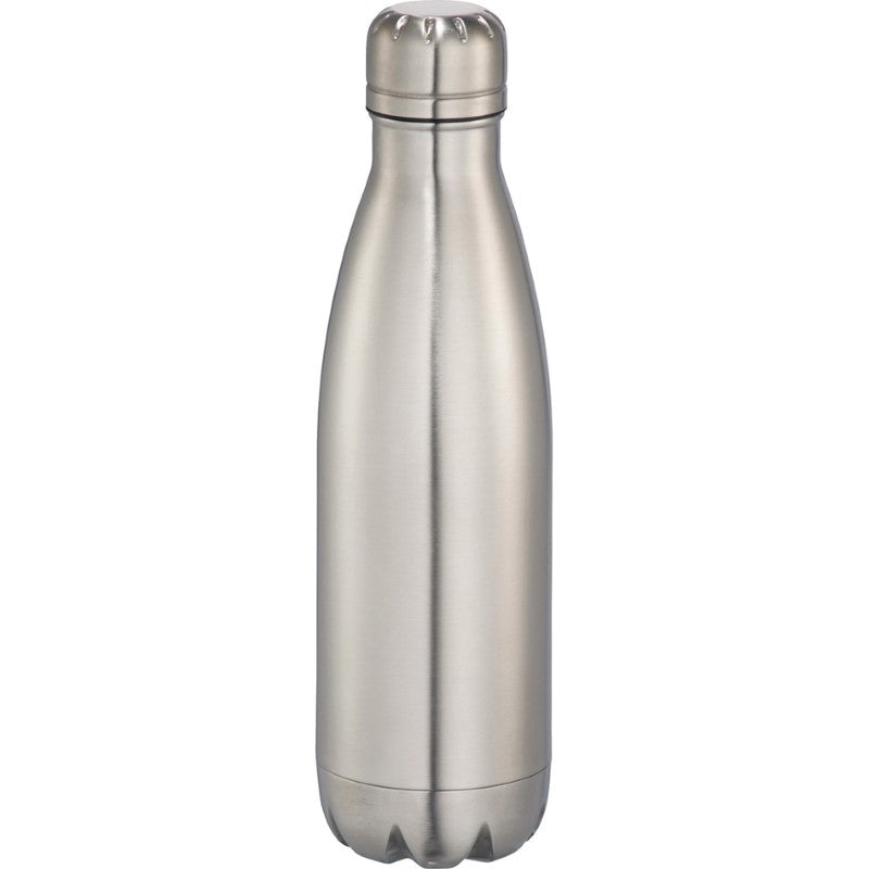 Sleek silver 500ml copper vacuum insulated bottle, keeps drinks hot for 12 hours and cold for 48 hours, perfect for on-the-go hydration.