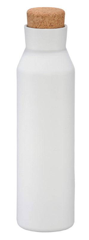 Norse Copper Vac Bottle in white, 590ml, double-walled stainless steel, copper-plated for thermal efficiency, spill-resistant lid.