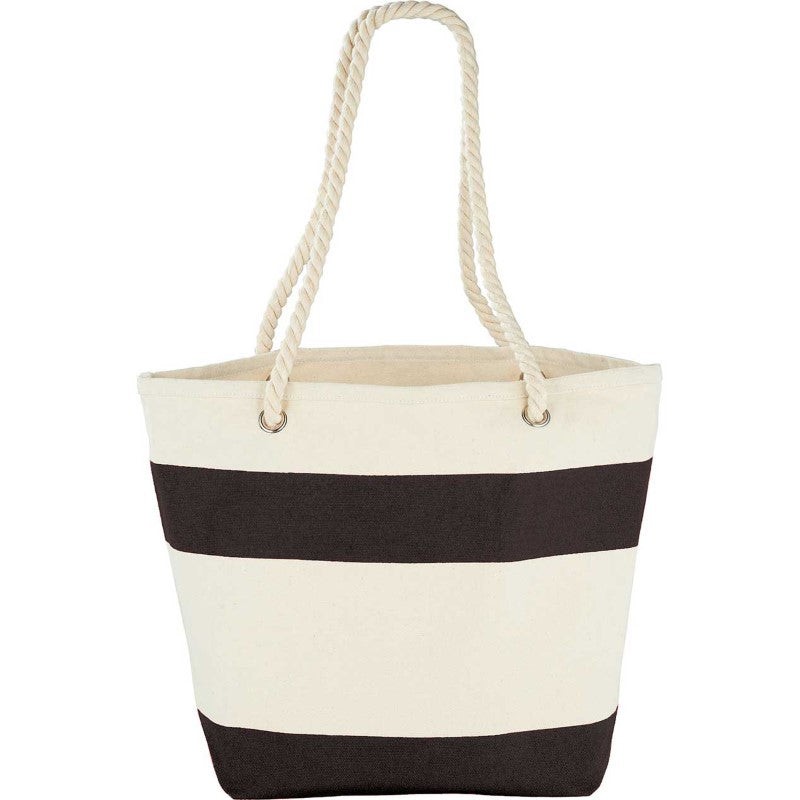 Capri Stripes Cotton Shopper Tote - Black