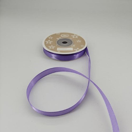 Lavender purple satin ribbon, 1cm wide and 22m long, ideal for crafting, gifts, and decorations in a pack of 6.