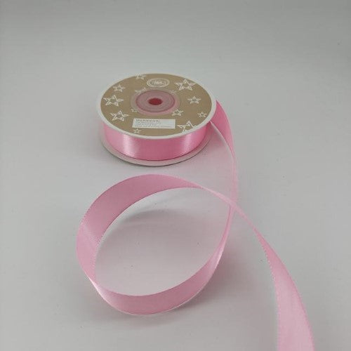 Pink satin ribbon pack of 6, 2cm wide, 22m each, perfect for gift wrapping and DIY crafts. Soft, durable, and elegant.