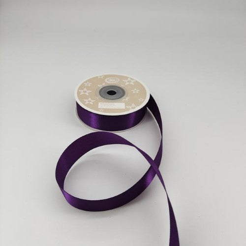 Dark purple satin ribbon, 2cm wide, 22m long, pack of 6, ideal for gift wrapping and crafting elegance.