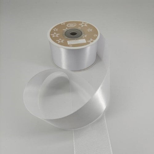 Satin Ribbon 3.8cm ( 22m - White) - Pack of 6