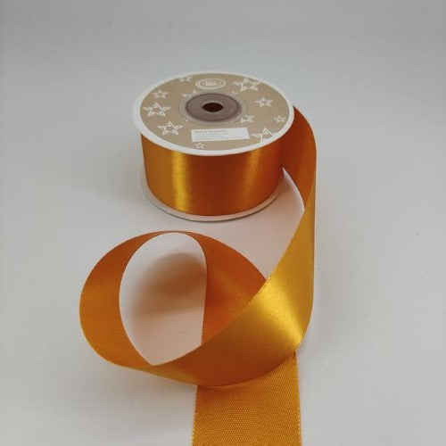 Gold satin ribbon pack of 6, 3.8cm wide, 22m long, perfect for elegant gift wrapping and crafting projects.