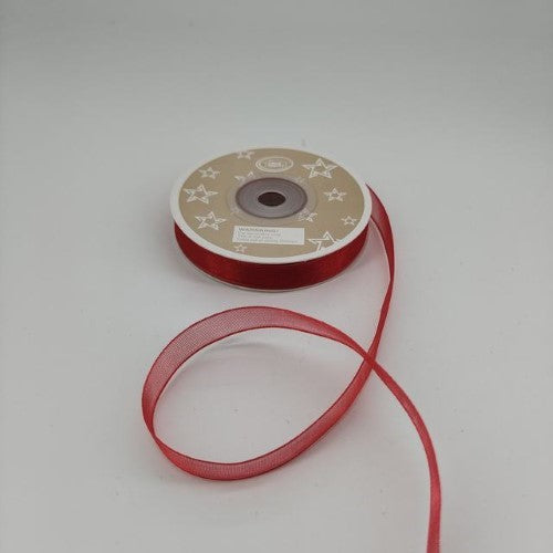 Organza Ribbon 1cm ( 22m - Red) - Pack of 6