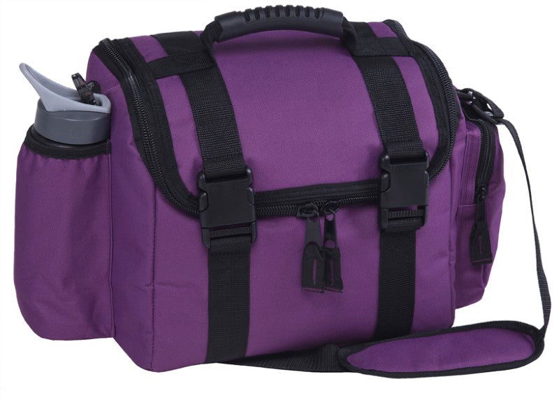 Insulated purple backpack with durable fabric, spacious compartments, and convenient features for outdoor adventures.