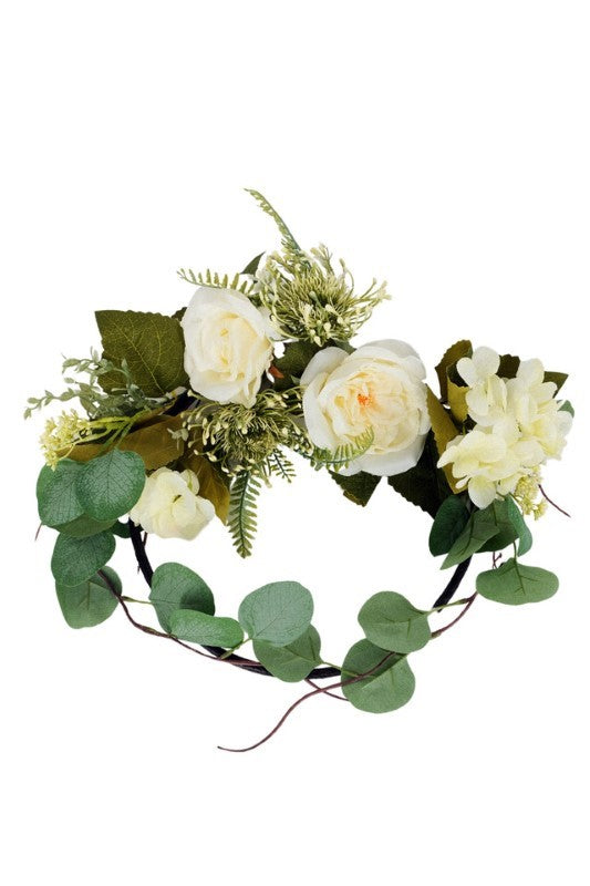 Set of 8 artificial round eucalypt flower rings, 45cm each, perfect for events, home decor, and DIY projects.