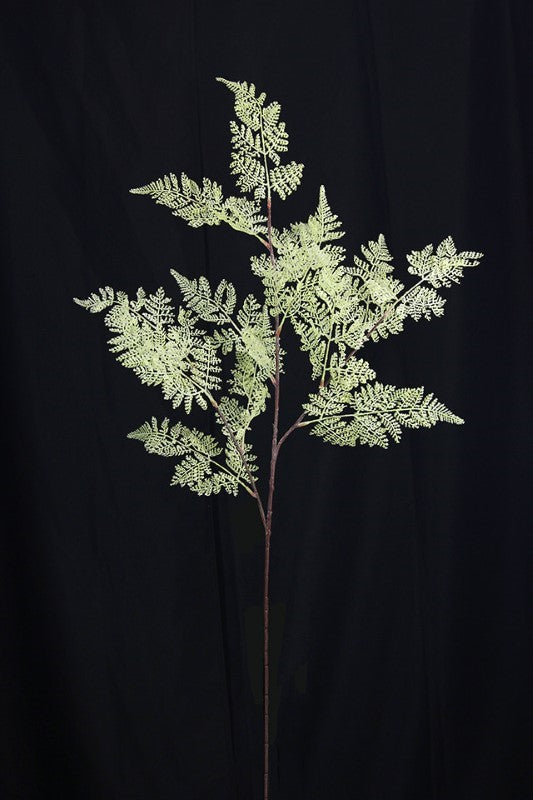 Set of 6 lush, sage green artificial tree fern sprays with a frosty texture, perfect for enhancing home decor arrangements.