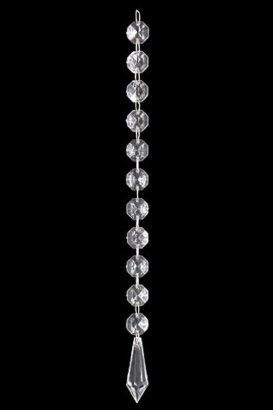 Elegant 29.5cm hanging bead strand featuring 12 diamond-like acrylic beads with metal ring connections for versatile decor.