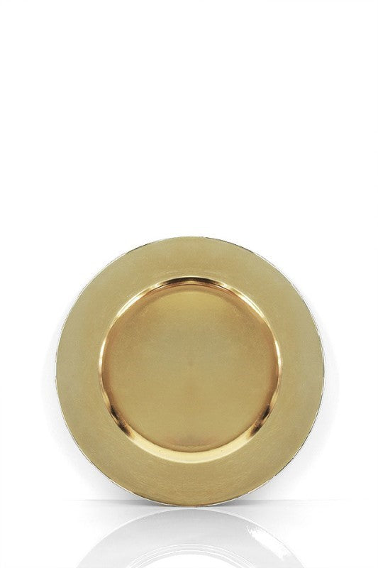 Set of 24 gold mirror finish charger plates, 33cm, adding elegance to any dining table for formal events and occasions.
