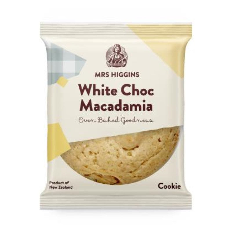 Cookie White Chocolate Macadamia Individual 85G - Mrs Higgins - 9PC