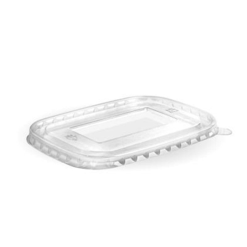 Lid Plastic PET Rectangle to Fit 500-1000ml Paper Containers - Biopak - 50PC