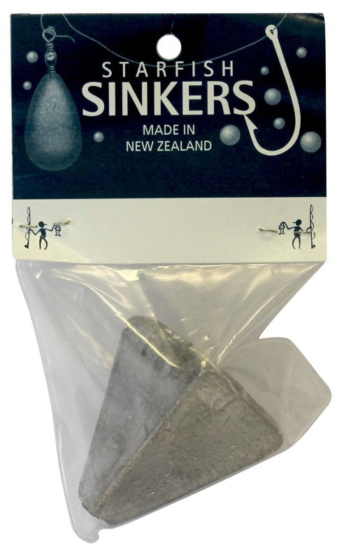 Pyramid sinker packet for surf fishing; ideal for soft and hard bottoms, prevents rolling in current.
