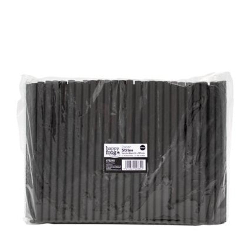 Straws Paper Black Jumbo 10X197Mm - Happy Frog - 200PC