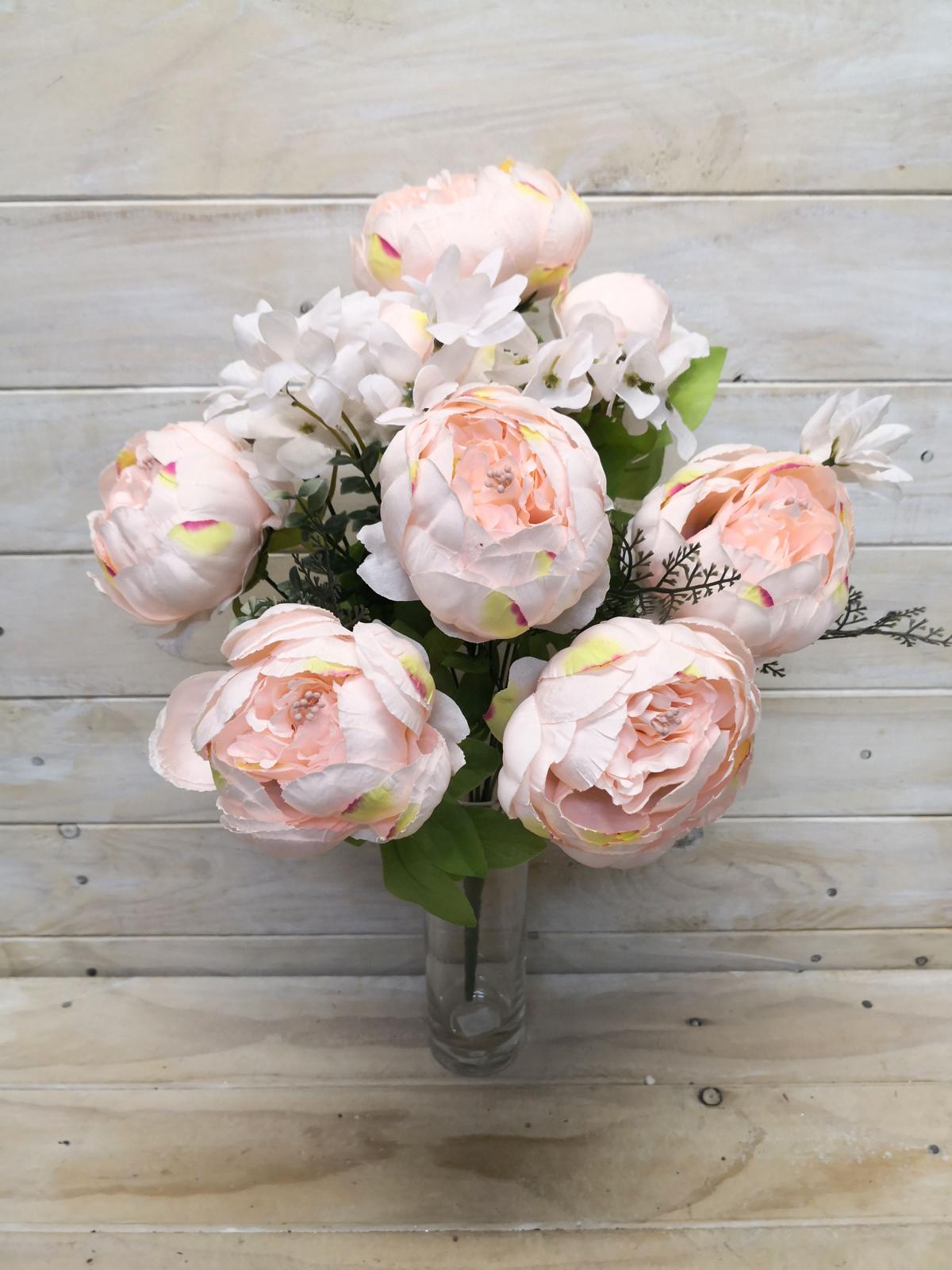 Artificial Flower -Peony – Large Mixed Close Peony Bush Pink