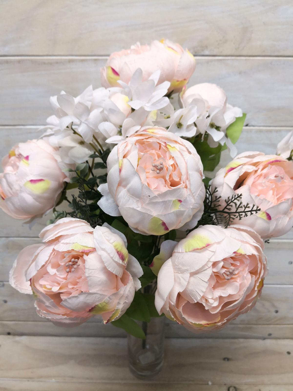 Artificial Flower -Peony – Large Mixed Close Peony Bush Pink