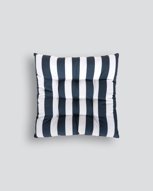 Indoor/Outdoor Stripe Chair Pad Navy 40x40x7cm