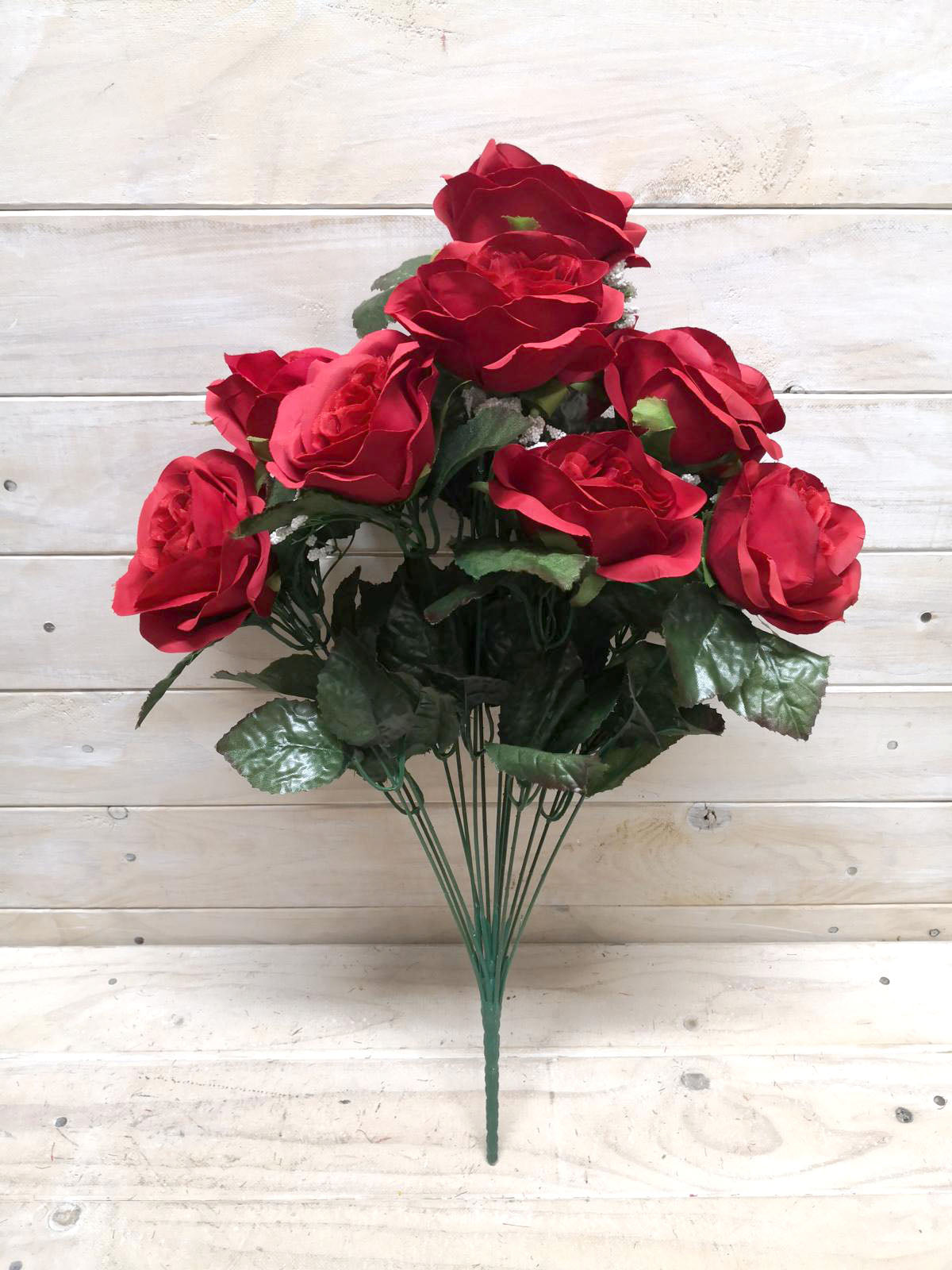 Artificial – Large Rose Bud Bush With Gyp Red