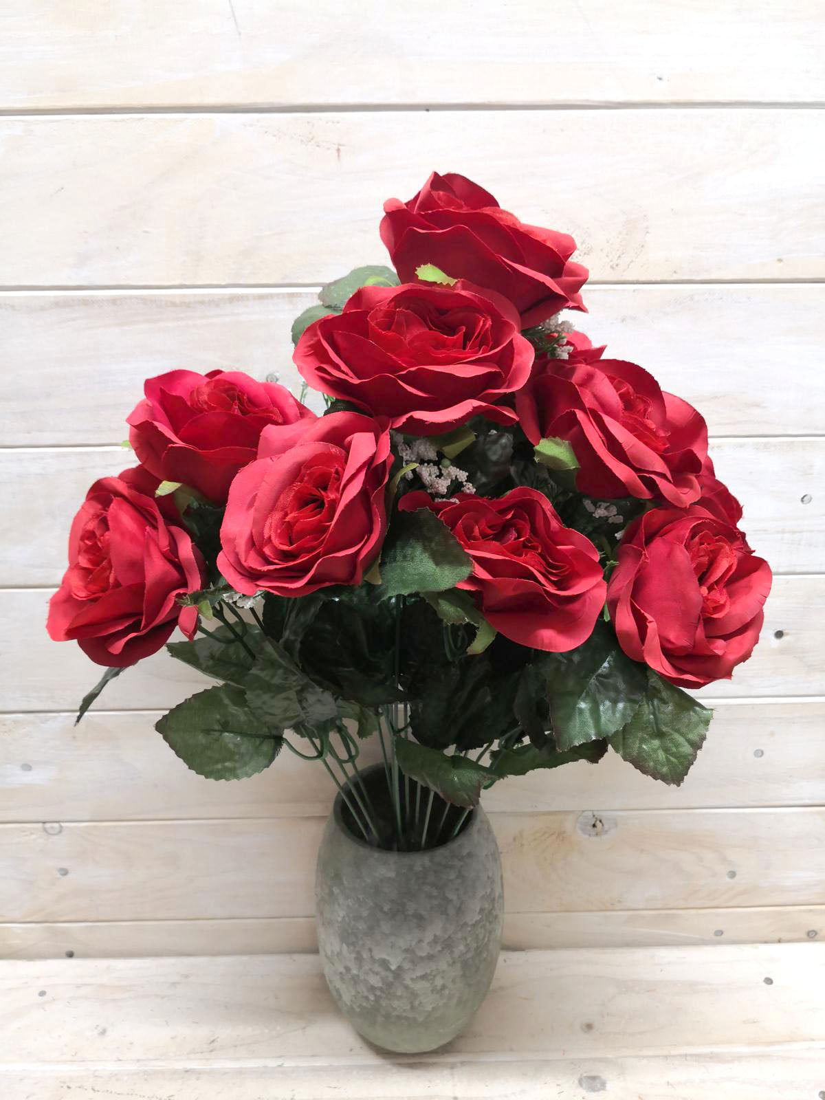 Artificial – Large Rose Bud Bush With Gyp Red