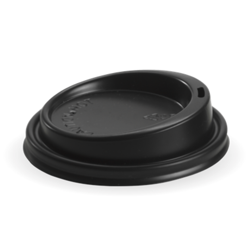 Lid Hot Cup Plastic 90mm Black - Biopak - 50PC
