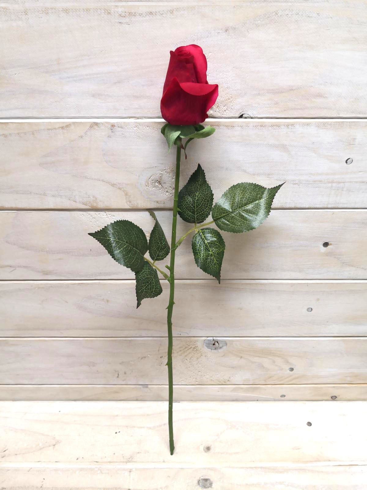 Artificial Flower -Rose – Real Touch Rose Bud Stem RED
