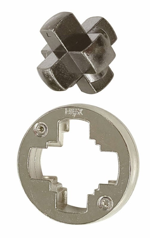 Huzzle Puzzle - Hex (Lv3): Elegant cast brain teaser for adults, combining logic and inspiration in a challenging design.