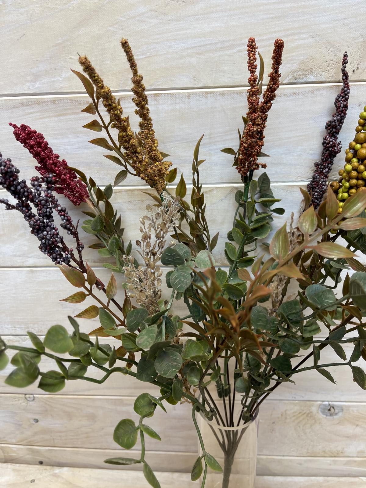 Vintage Autumn Mixed Bush showcasing golden yellows, deep oranges, and rustic browns for year-round cozy decor.