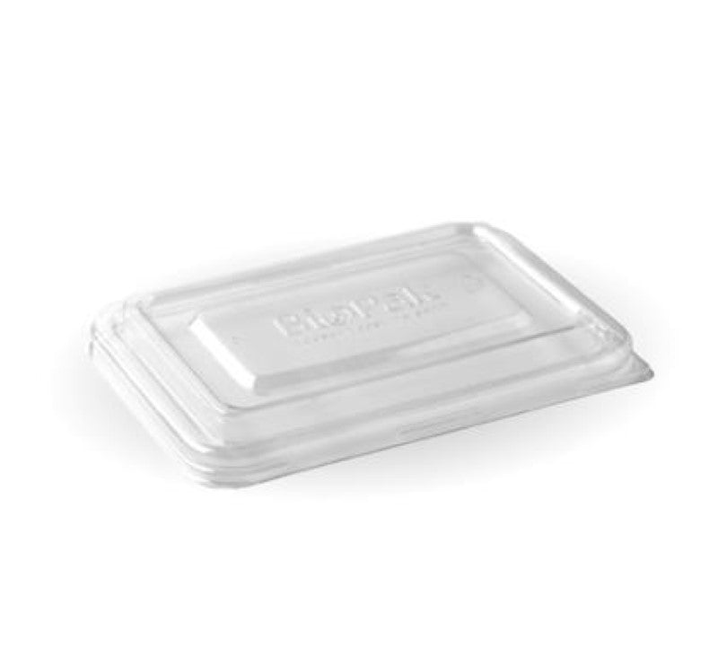 Lid Plastic Rectangle 500-600ml Clear - Biopak - 125PC
