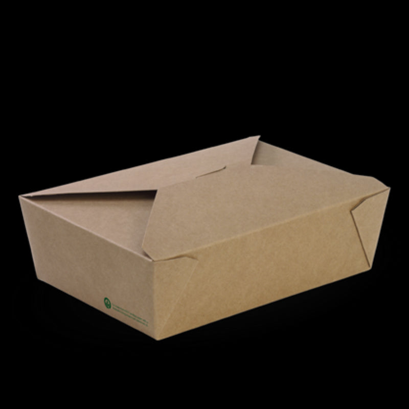 Box Lunch Cardboard PLA LinedLarge 197x140x64mm - Biopak - 50PC