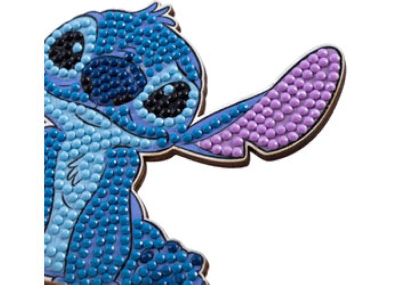 Colorful CrystalArt - Buddies - Stitch craft kit featuring a wooden figurine, crystals, and all necessary tools for creating.