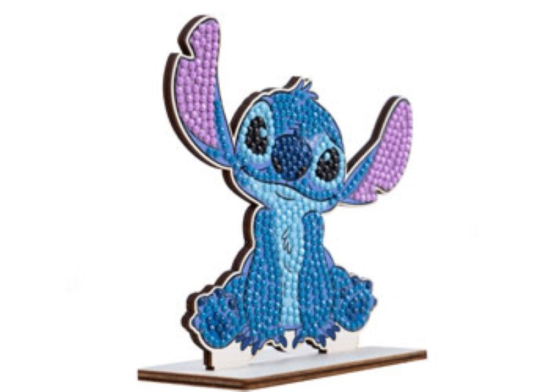 Colorful CrystalArt Buddy kit featuring Stitch from Disney, crafted from durable plywood with all tools for sparkling creation.