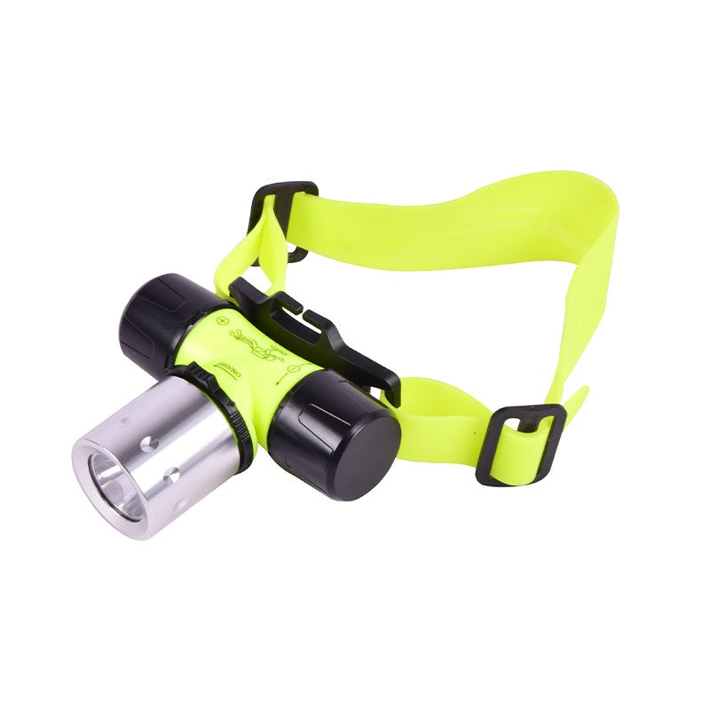 Bright, waterproof dive headlamp with adjustable fit and 3 light settings for underwater and outdoor adventures.