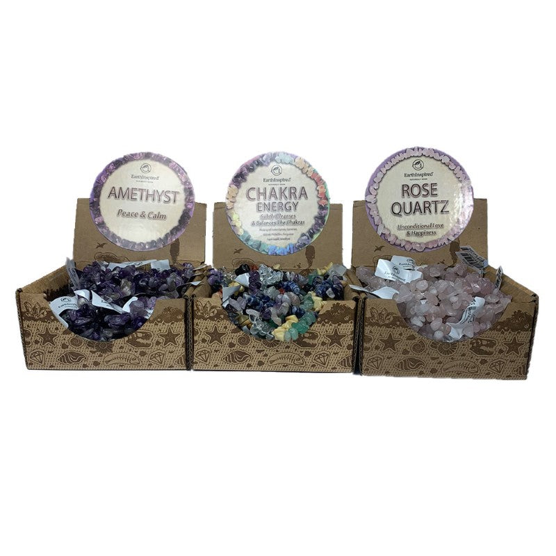 Rose Quartz 5mm Chip Bracelet Display Box - Pack of 25