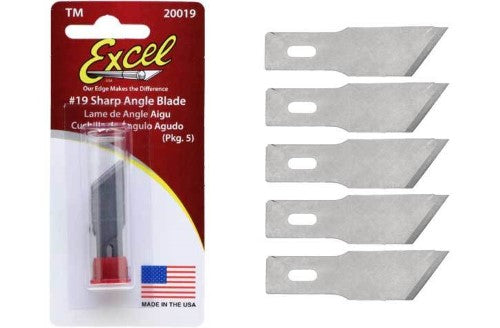 High-quality Excel #2 Short Standard Blades B19 pack of 5, sharp carbon steel blades for precise cutting and crafting.