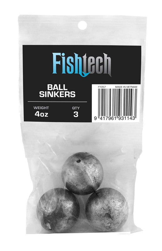 Fishtech Ball Sinkers 4oz (3 per pack)