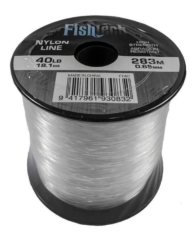 Fishtech 1/4 Pound Nylon Spool featuring 40lb strength and 283m length for high-performance fishing in all environments.