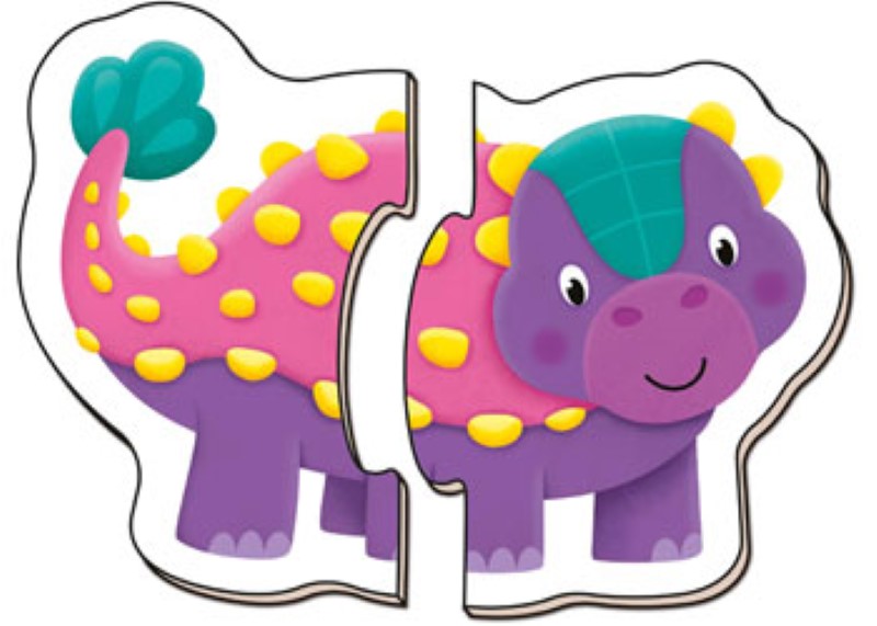 Colorful 2-piece dinosaur puzzle for toddlers, boosting fine motor skills and problem-solving through fun play.