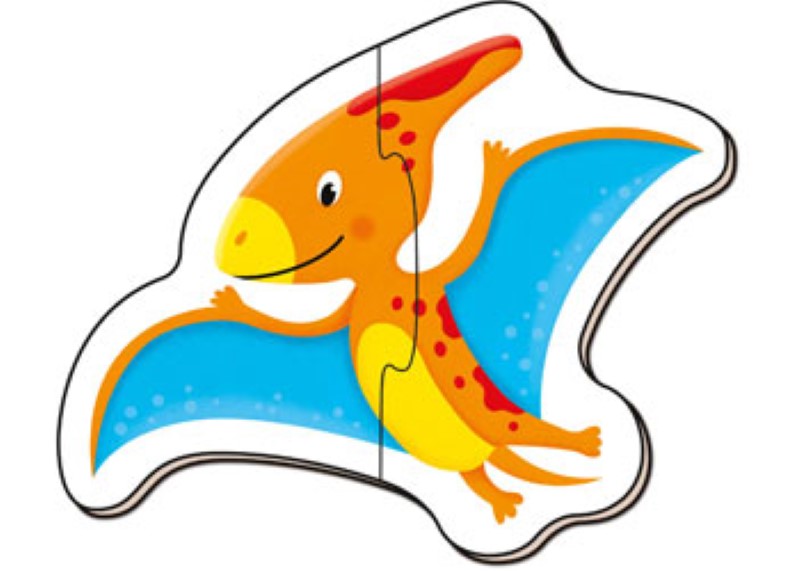 Vibrant 2-piece dinosaur puzzle for toddlers, enhancing fine motor skills and problem-solving through play.