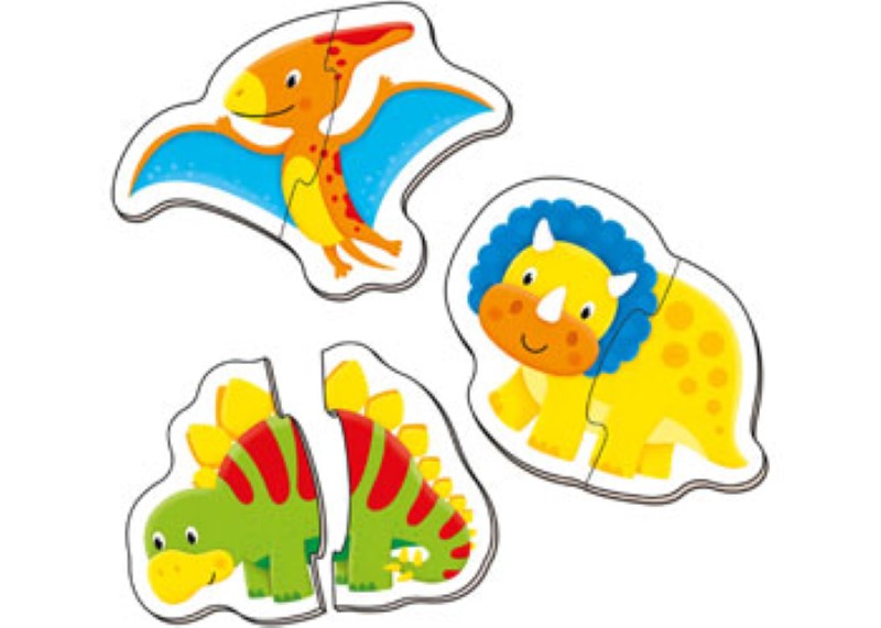 Galt Baby Puzzles featuring 2 vibrant dinosaur pieces, perfect for toddlers to enhance fine motor skills and problem-solving.