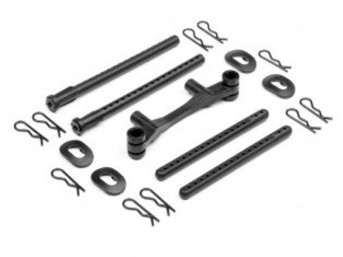 HPI Racing RS4 Body Mount Set (F&R) for secure fit, durability, and enhanced performance in your radio control adventures.