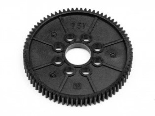 High-performance HPI Racing RS4 Spur Gear 75T for optimal RC racing, ensuring smooth acceleration and durability.