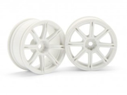 HPI Racing 1/10 WE XC8 26mm White wheels, designed for enhanced grip and performance on RC cars, ideal for racing and styling.