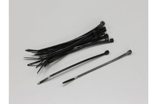 Small black cable ties from Kyosho, pack of 18, ideal for organizing RC hobby components securely and neatly.