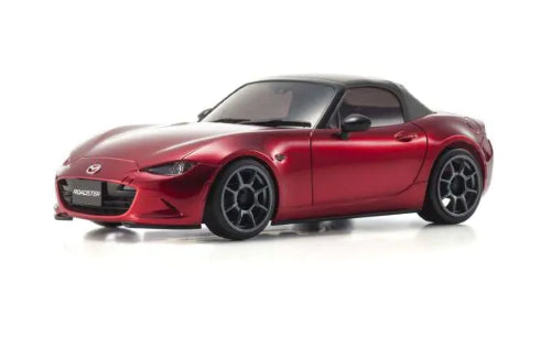 Kyosho body shell for MR-03N-RM, showcasing Mazda MX5 in vibrant Soul Red Metallic, ideal for RC enthusiasts.