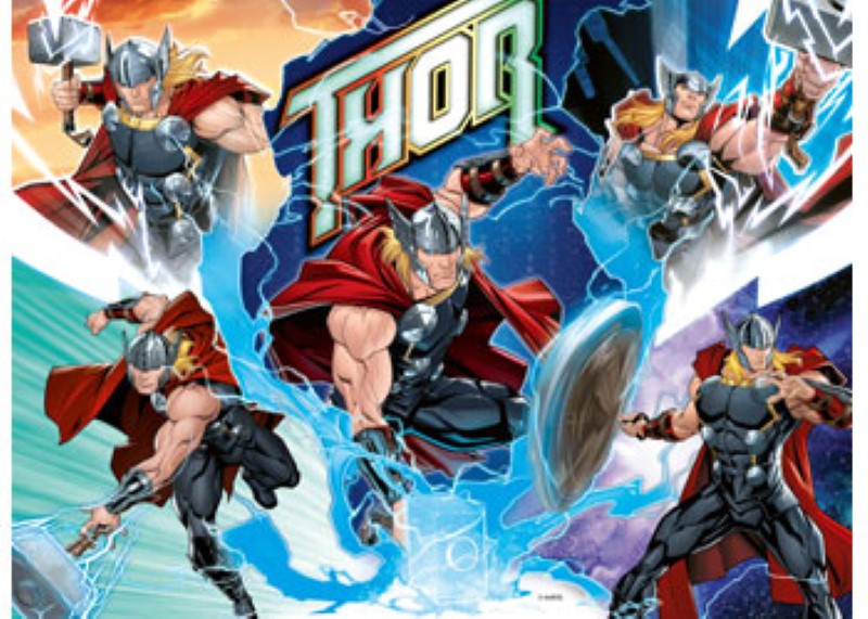 Colorful 100-piece puzzle featuring Marvel superheroes like Spider-Man, Captain America, and Iron Man, perfect for kids.